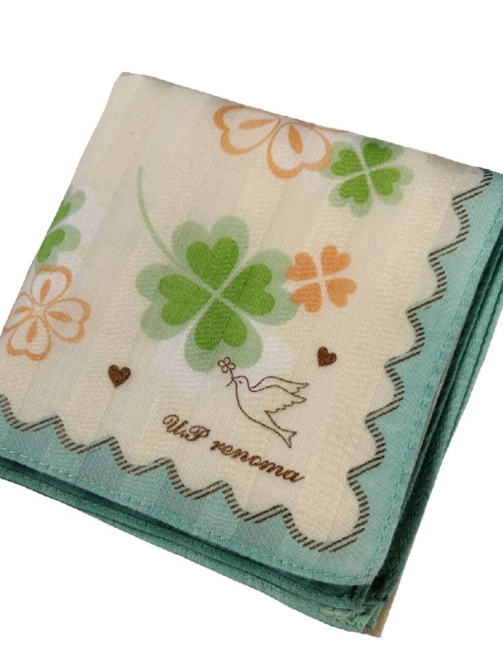 Vintage U.P. Renoma Cotton Lucky Clover Scarf 19.5"